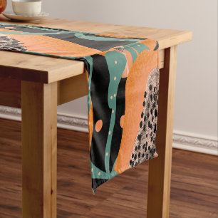 Papaya Hand Tropical Fruit Abstract Pattern Short Table Runner