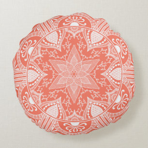 Papaya Mandala Round Cushion