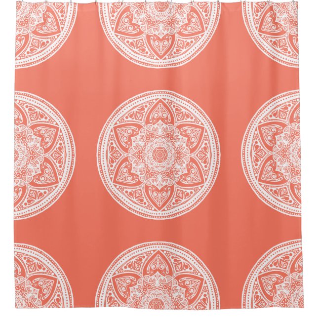 Papaya Mandala Shower Curtain (Front)