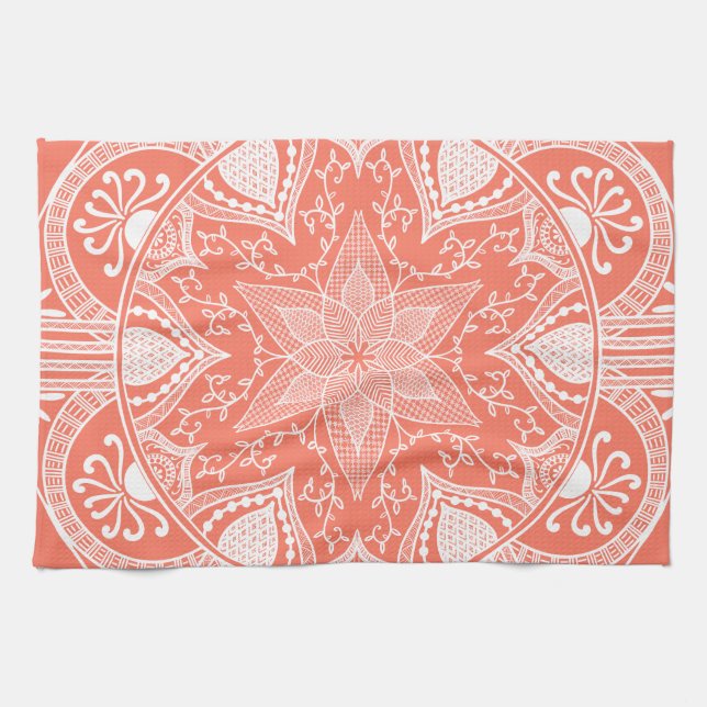 Papaya Mandala Tea Towel (Horizontal)