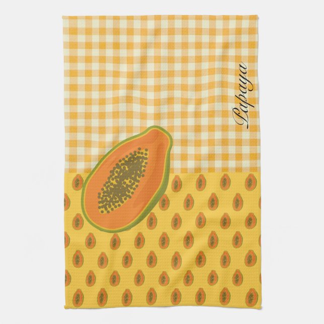 Papaya Plaid Kitchen Towel (Vertical)