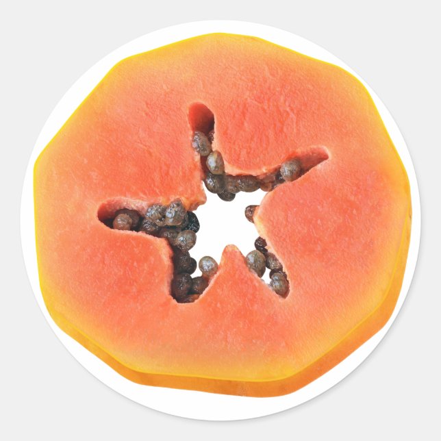 Papaya slice classic round sticker (Front)