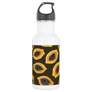 Papaya slices on dark brown 532 ml water bottle