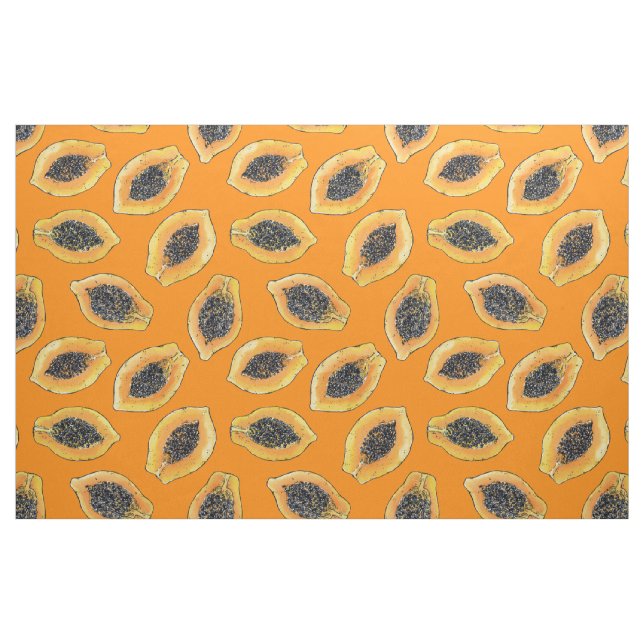 Papaya slices on orange fabric (Fat Quarter)