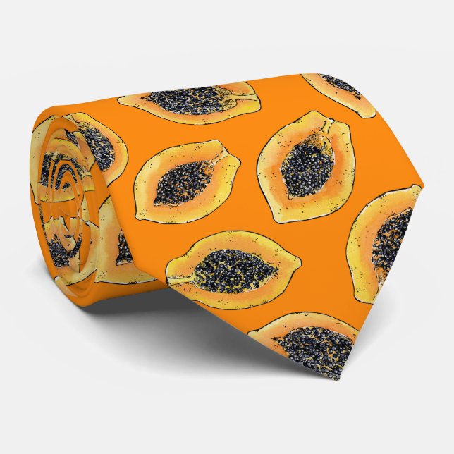 Papaya slices on orange tie (Rolled)