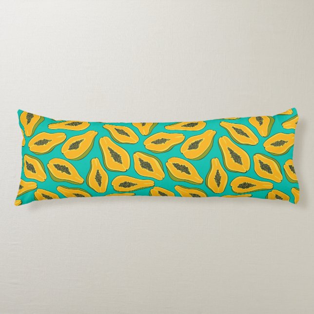 Papaya slices on turquoise body cushion (Front)