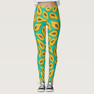 Papaya slices on turquoise leggings