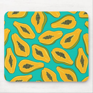 Papaya slices on turquoise mouse pad