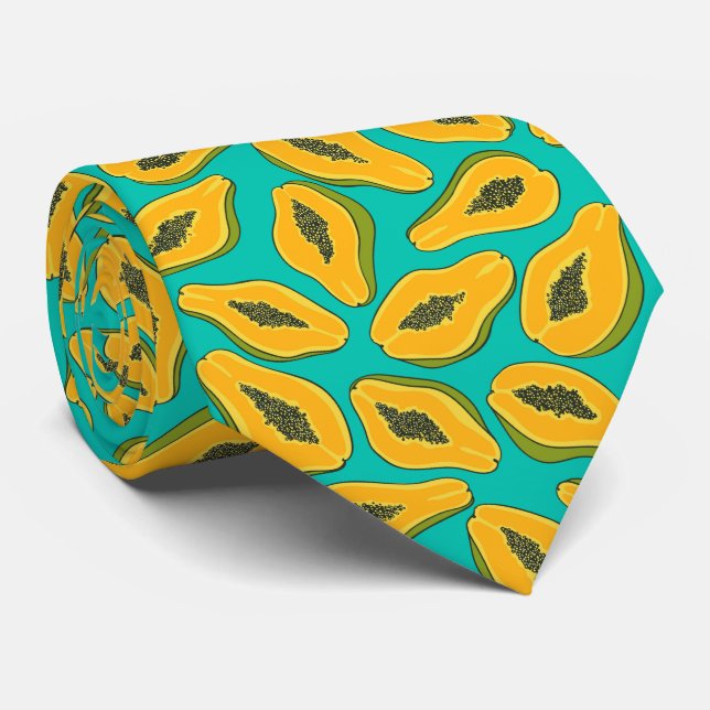 Papaya slices on turquoise tie (Rolled)