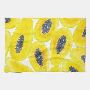 Papaya slices watercolor tea towel