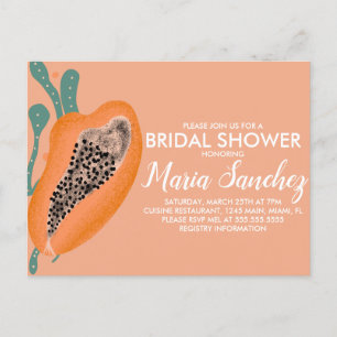 Papaya Tropical Fruit Abstract Bridal Shower Postcard