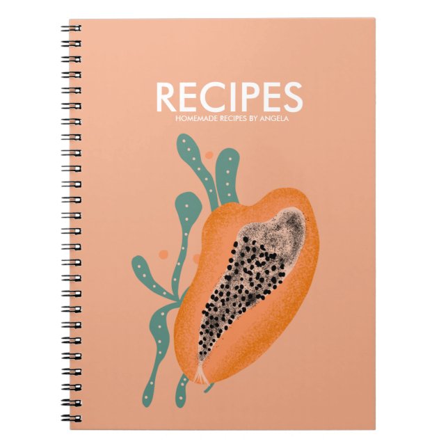 Papaya Tropical Fruit Abstract Recipe Notebook (Front)
