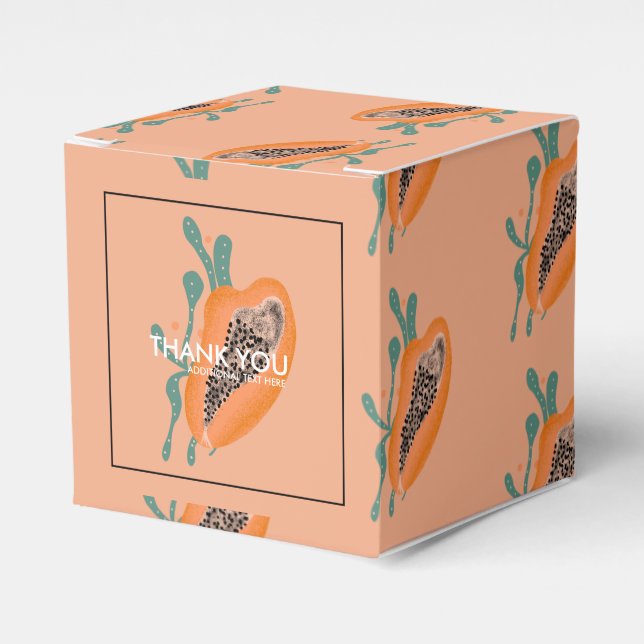 Papaya Tropical Fruit Thank You  Bridal Shower Favour Box (Front Side)