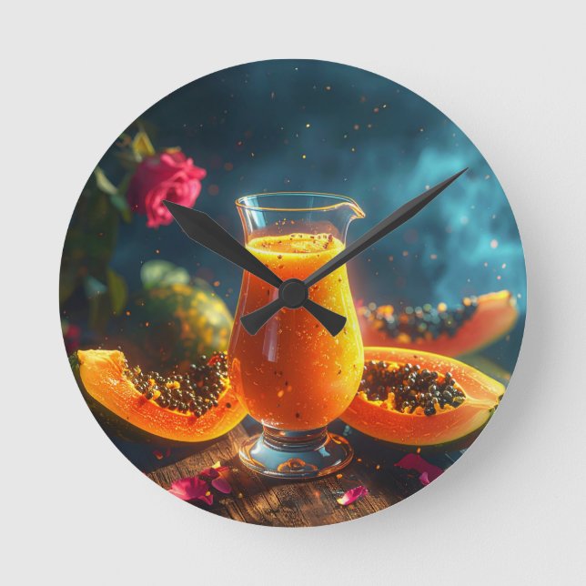 PAPAYA - TROPICAL KISS ROUND CLOCK (Front)