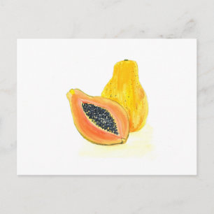 Papaya watercolor fruit tropical Exotic Orange  Postcard