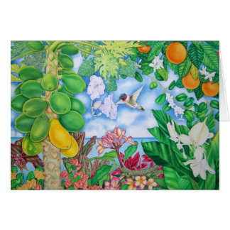 Papayas with Hummingbird