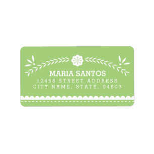 Papel Picado Address Labels - Green