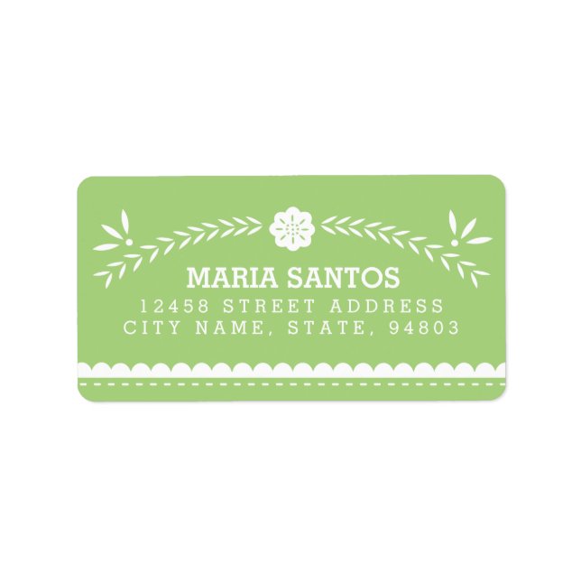 Papel Picado Address Labels - Green (Front)