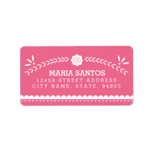Papel Picado Address Labels - Pink