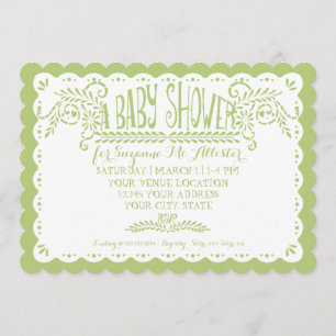 Papel Picado Baby Girl Shower Pink Lime Fiesta Invitation