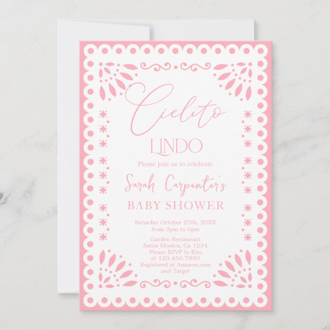 Papel Picado Baby Shower Girl Invitation (Front)