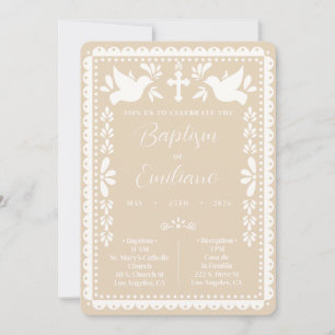 Papel Picado Baptism Invite, Mexican Bautizo Invitation