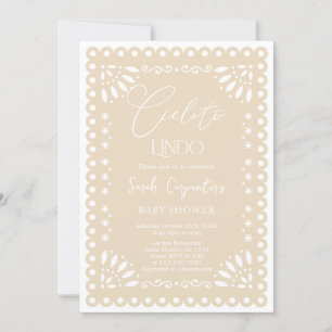 Papel Picado Beige Baby Shower Invitation
