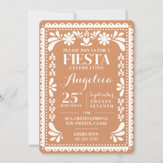 Papel Picado Birthday Invitation Terracotta Fiesta