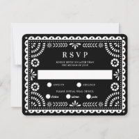 Papel Picado Black | Wedding Reply RSVP Card