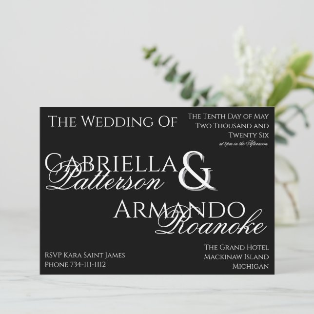 Papel Picado Black & White Wedding Invitation (Standing Front)