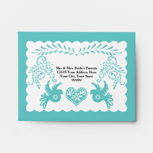 Papel Picado Blue Fiesta Wedding A2 RSVP Card Envelope