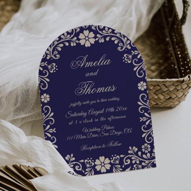 Papel Picado Blue Mexican Wedding  Invitation (Creator Uploaded)