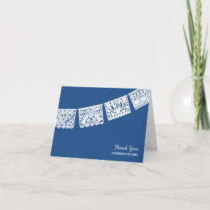 Papel Picado Blue   Wedding Thank You Card