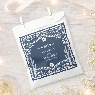 Papel Picado Boda Mexican Rustic Blue Wedding Favour Bags