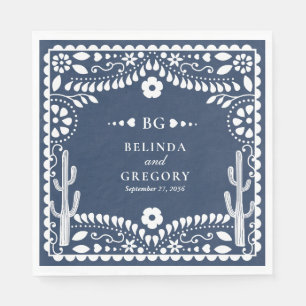 Papel Picado Boda Mexican Rustic Blue Wedding Napkin