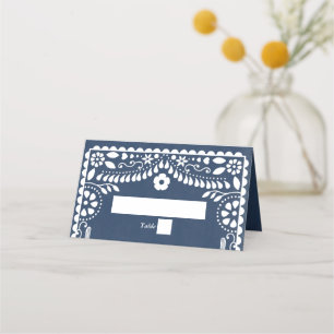 Papel Picado Boda Mexican Rustic Blue Wedding Place Card