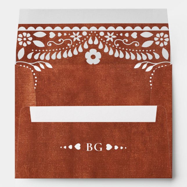 Papel Picado Boda Mexican Terracotta Brown Wedding Envelope (Back (Bottom))