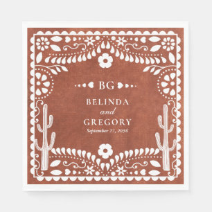 Papel Picado Boda Mexican Terracotta Brown Wedding Napkin