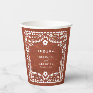 Papel Picado Boda Mexican Terracotta Brown Wedding Paper Cups