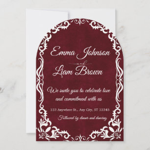 Papel Picado Burgundy Mexican Wedding Invitation