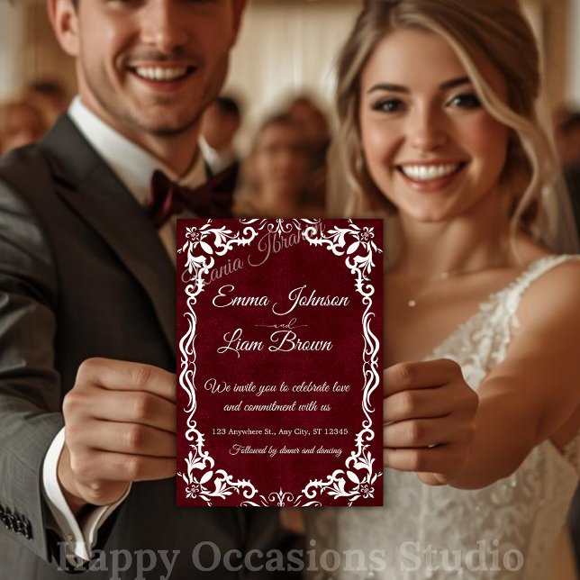 Papel Picado Burgundy Mexican Wedding Invitation (Creator Uploaded)