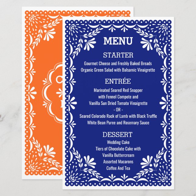 Papel Picado Colourful Mexican Wedding Menu (Front/Back)