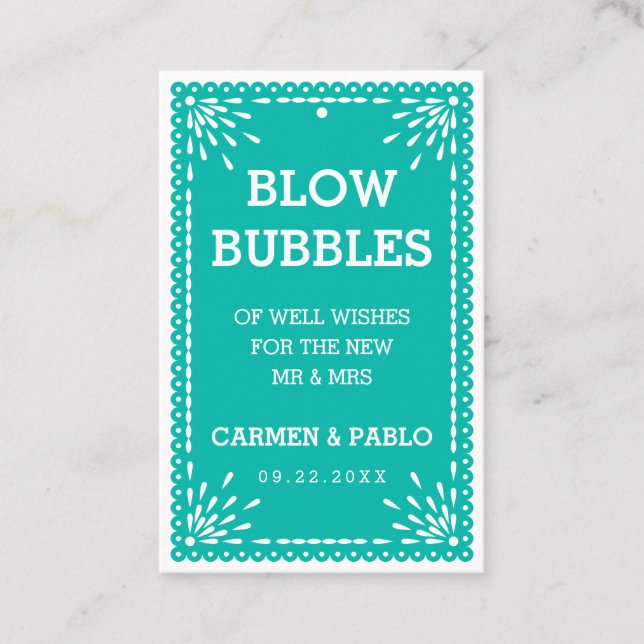 Papel Picado Colourful Mexican Wedding Send-Off Ta Business Card (Front)