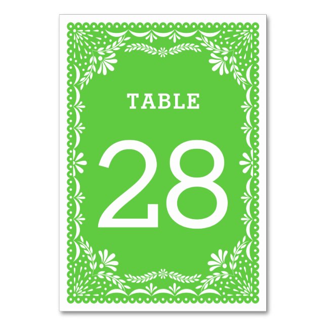 Papel Picado Colourful Mexican Wedding Table Numbe Table Number (Front)