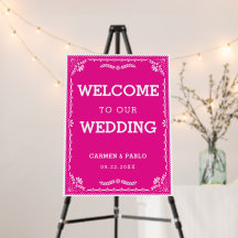 Papel Picado Colourful Mexican Wedding Welcome Sig