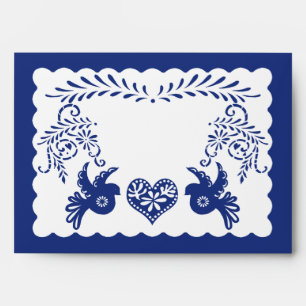 Papel Picado Dark Blue Light Fiesta Wedding A7 Envelope