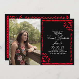 Papel Picado Fiesta Sweet 16 Mexican Photo Invitation