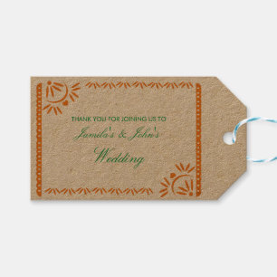 Papel Picado Fiesta Wedding Mexican Orange Gift Tags