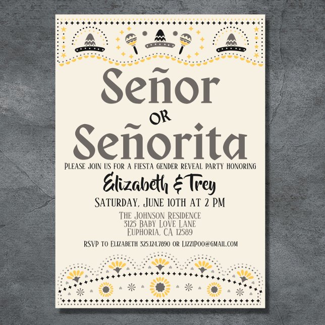 Papel Picado Gender Reveal Fiesta Invitation (What a cute gender neutral Mexican papel picado themed gender reveal invitation. )