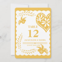 Papel Picado Gold Harvest Fiesta Table Number